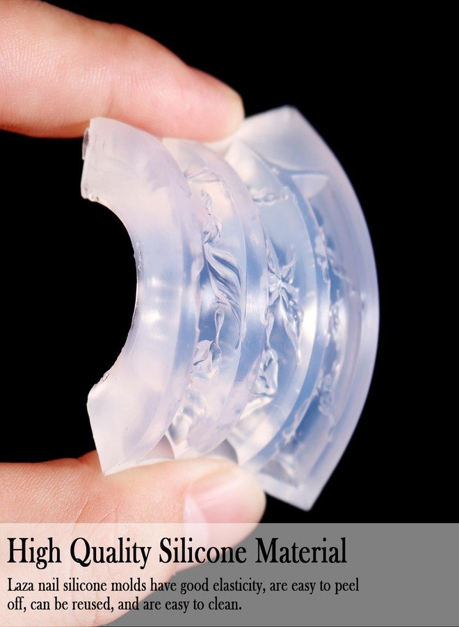 Laza 4pcs Bowknot Silicone Nail Art Molds, 3D Multiple Shapes Ribbon Lace Bows Charms Silicone Nail Accessories with Carving Pen Resin Nail Art Mold Manicure Tools for Women DIY Manicure Design - Image 5